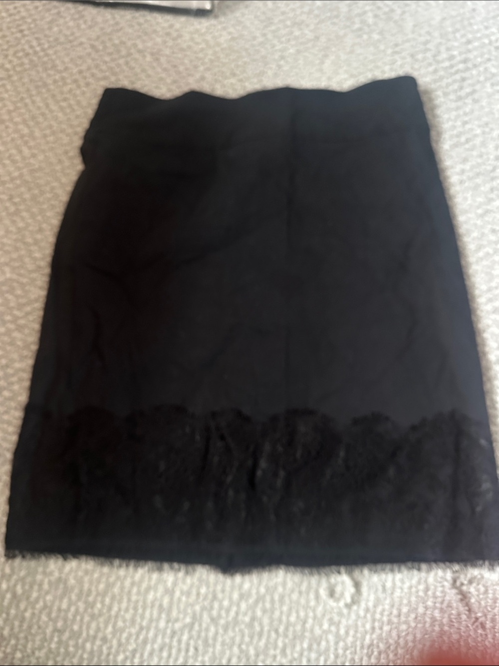Margaret M Black Pencil Skirt with Lace Trim